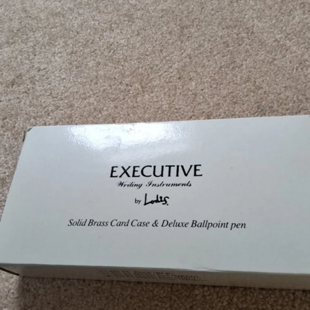 Lodis Executive Solid Brass Card Case & Deluxe Ballpoint Pen With Box